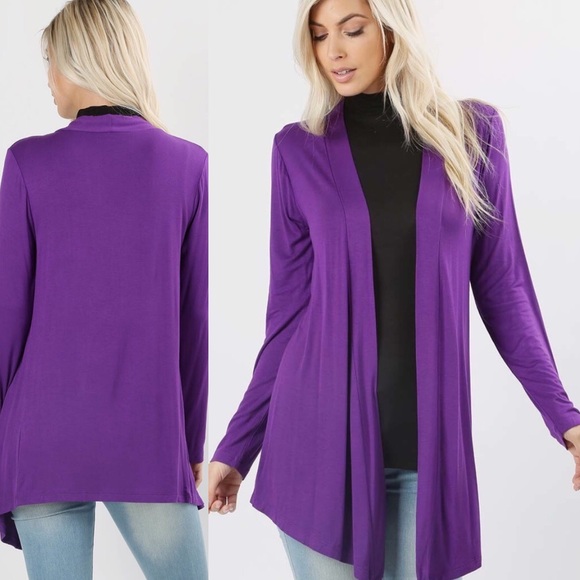 Purple Open Front Cardigan - Picture 2 of 2